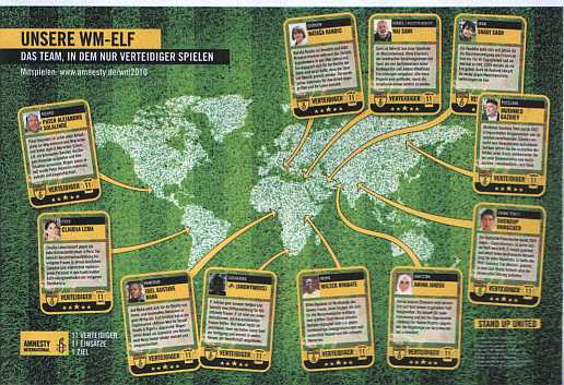 Weltkarte- Sammelkarten beschreiben politische Gefangene auf allen Kontinenten