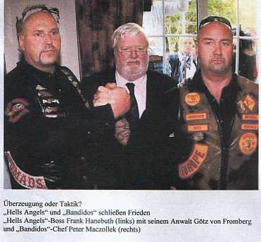 Handschlag von Hells Angels und Bandidos-Anführern